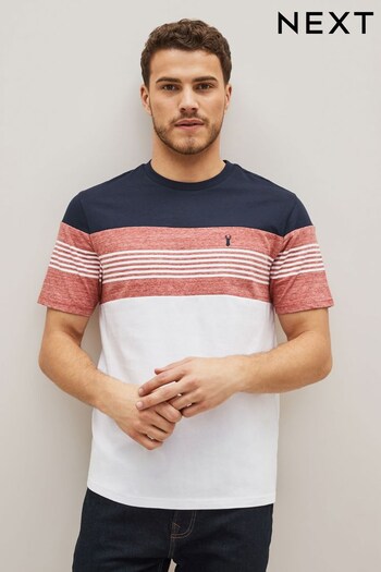 Coral Pink/Navy Blue Block T-Shirt (T07929) | £16