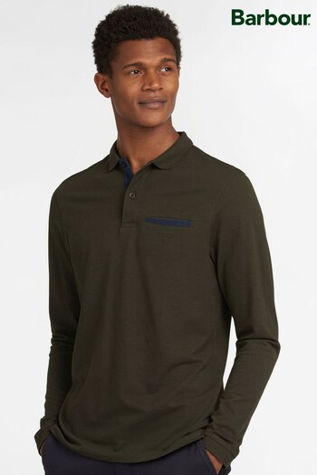 Barbour® Green Essential Long Sleeve Pocket Polo Shirt (T07999) | £60