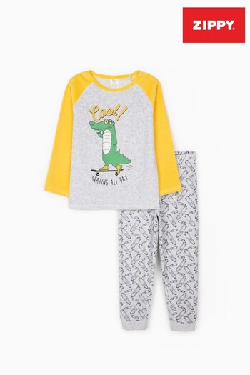 Zippy Boys Grey/Yellow Cool Velour Pyjamas (T09096) | £19
