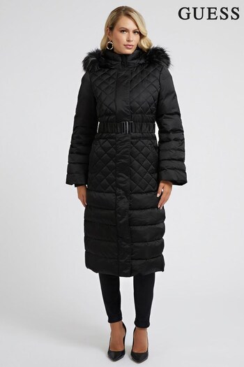 Guess Marlene Black Longline Quilted Down Jacket (T09398) | £350