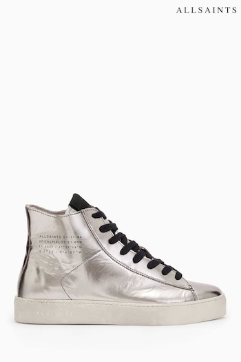 AllSaints Tana Silver High Top Shoes Noir (T09570) | £139