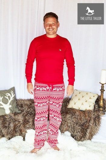 The Little Tailor Men's Red Reindeer Christmas Fairisle Pyjamas (T09851) | £39