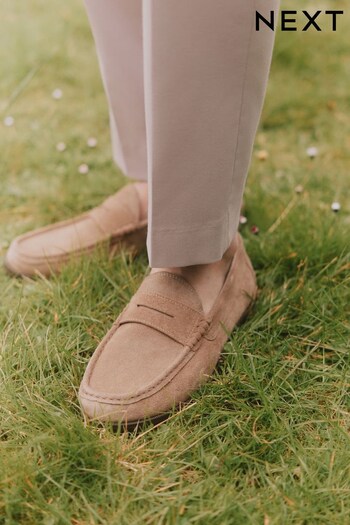 Tan Brown Suede Regular Fit Penny Loafers (T09904) | £52