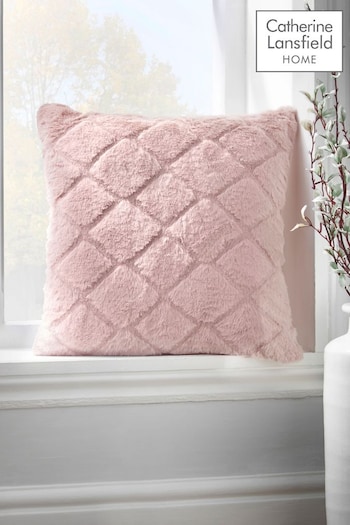 Catherine Lansfield Pink Cosy Diamond Cushion (T09975) | £16