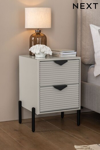 Dark Natural Lacey Glass 2 Drawer Bedside Table (T10233) | £275