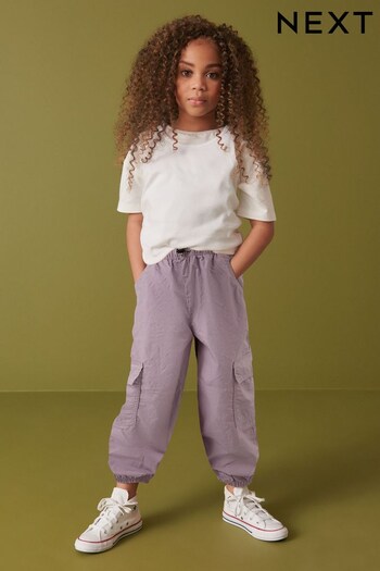 Lilac Purple Parachute Cargo Cuffed Trousers and (3-16yrs) (T10396) | £16 - £21