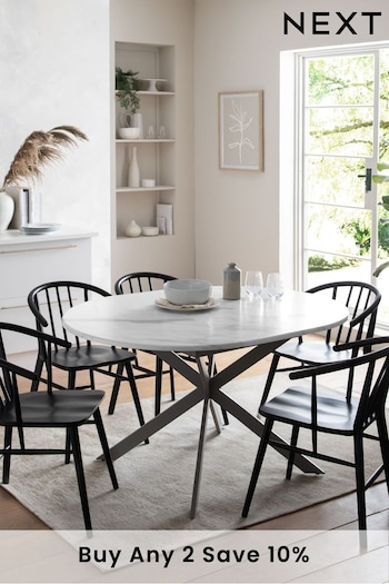 White Marble Effect Extending 4 to 6 Seater Extending Dining Table (T10403) | £499