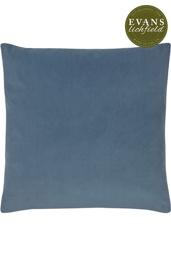 Evans Lichfield Wedgewood Blue Sunningdale Velvet Polyester Filled Cushion (T11006) | £17