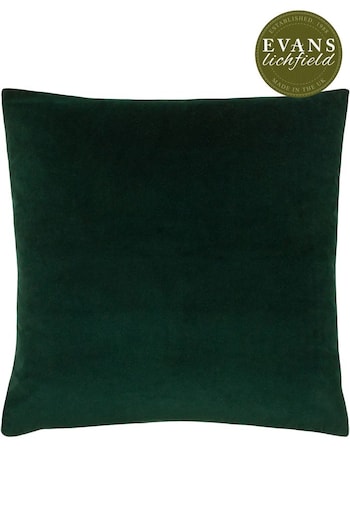 Evans Lichfield Bottle Green Sunningdale Velvet Polyester Filled Cushion (T11012) | £17
