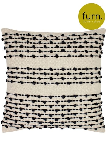 furn. Natural/Black Mossa Woven Polyester Filled Cushion (T11036) | £17