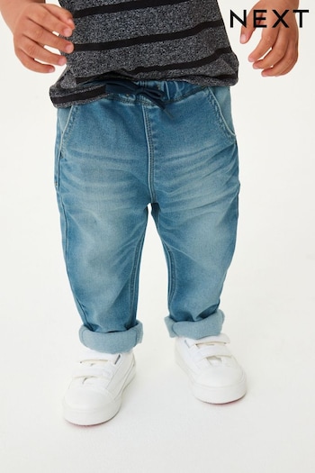 Mid Blue Denim Super Soft Pull On Jeans branded With Stretch (3mths-7yrs) (T11115) | £11 - £13