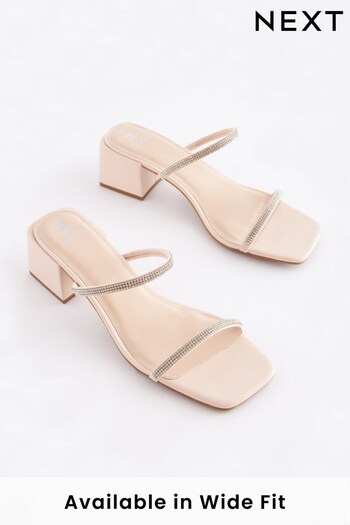 Nude Cream Regular/Wide Fit Forever Comfort® Two Band Block Heel Mules (T11236) | £35