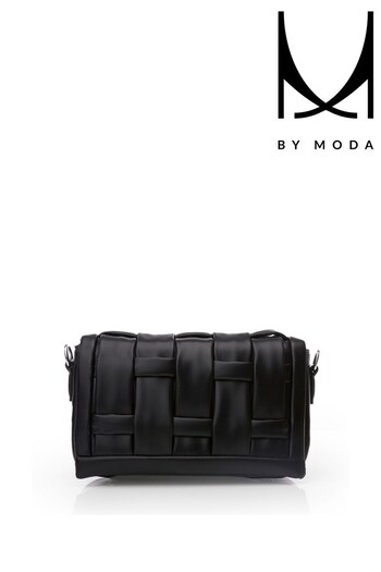 MbyModa Feria Weave Cross-Body Black Bag (T11328) | £79