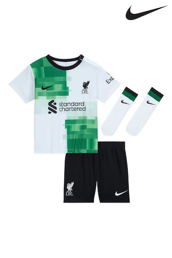 Nike White Liverpool FC 2023/24 Away Enfant/Toddler DriFIT 3 Piece Kit Outfit (T11334) | £50