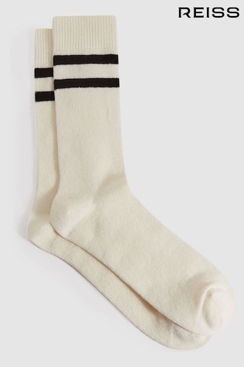Reiss Ecru Alcott Wool Blend Striped Crew Socks (T11402) | £15