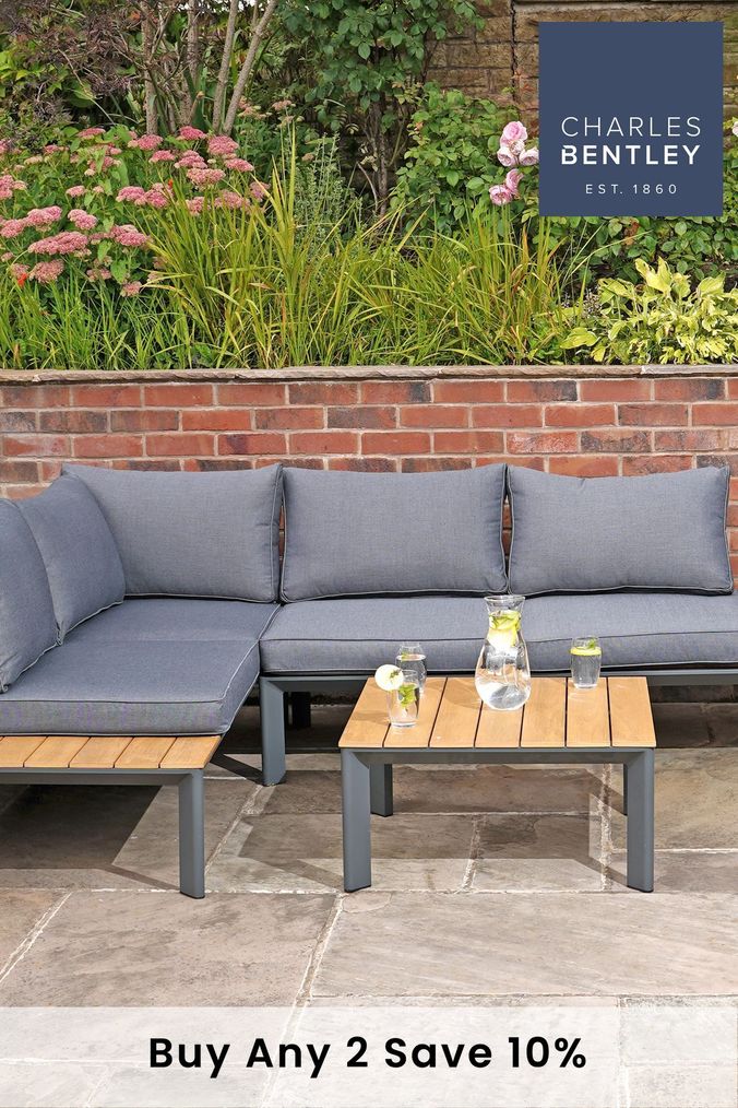 Charles bentley rattan corner sofa & coffee table shop grey
