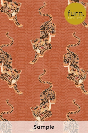 furn. Orange Tibetan Tiger Tribal Wallpaper Sample Wallpaper (T11651) | £1