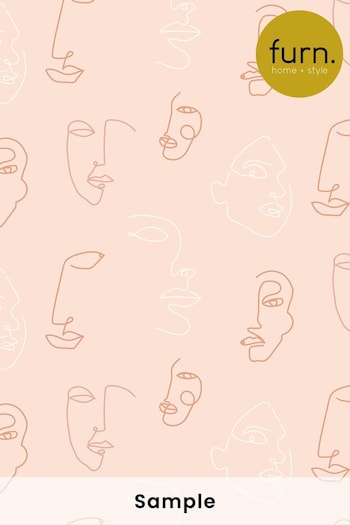 furn. Pink Kindred Abstract Faces Wallpaper (T11778) | £1