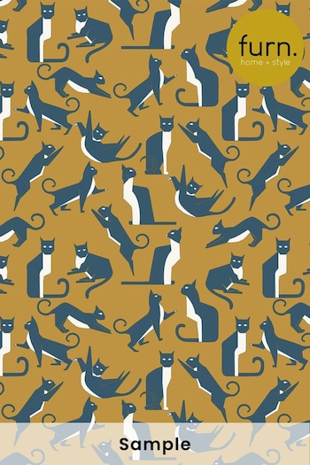 furn. Yellow Geo Cat Printed Wallpaper Sample Wallpaper (T11779) | £1