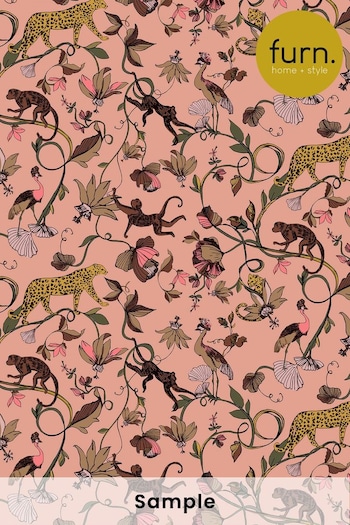 furn. Pink Exotic Wildlings Tropical Wallpaper Sample Wallpaper (T11781) | £1