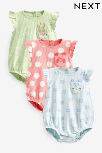 Blue/Pink Baby Rompers 3 Pack (T11897) | £17 - £21