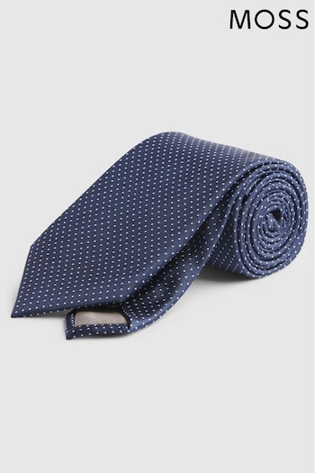 MOSS Blue Pindot Silk Tie (T11978) | £30