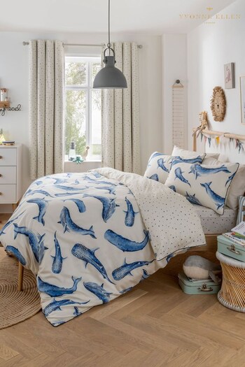 Yvonne Ellen Blue Kids Mini Whales Duvet Cover And Pillowcase Set (T12440) | £30 - £40