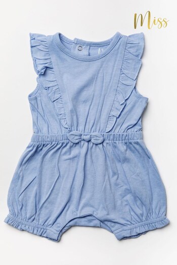 Miss Blue Cotton Frill Sleeved Playsuit (T12593) | £18