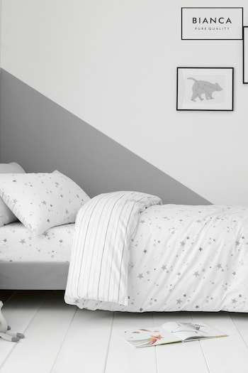 Bianca Grey Kids Stars Duvet Cover And Pillowcase Set (T12825) | £20 - £37