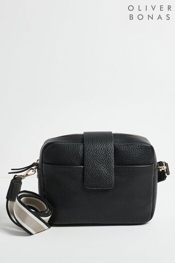 Oliver Bonas Womens Black Eve  Beige Strap Crossbody Bag (T13043) | £50