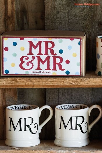 Emma Bridgewater Set of 2 Cream Black Toast Mr and Mr Mugs (T13125) | £50