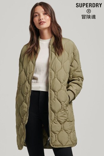 Superdry Green Longline Quilted Coat (T15043) | £100