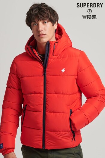 Superdry Red Sports Puffer Hooded Jacket (T15071) | £85