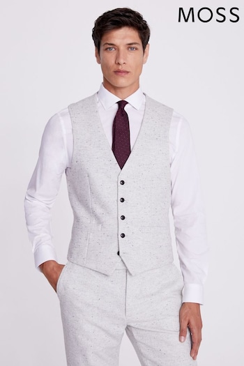 MOSS Slim Fit Grey Donegal Suit Waistcoat (T15242) | £90