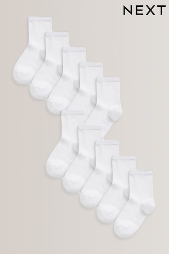 White 10 Pack Cotton Rich School Ankle Socks (T15446) | £12 - £13