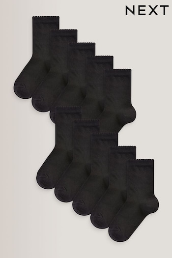 Black 10 Pack Cotton Rich School Ankle Socks (T15447) | £12 - £13