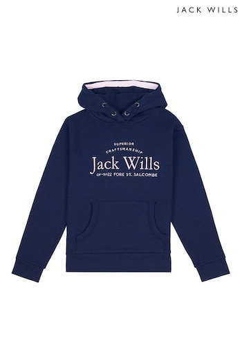 Jack Wills Blue Script Overhead Hooded Sweatshirt (T15797) | £30 - £35