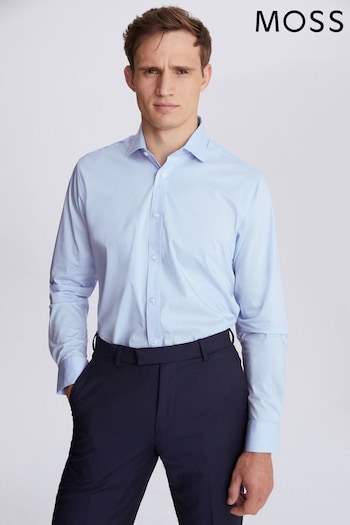 MOSS Blue Tailored Fit Sky Stretch Shirt (T15907) | £35