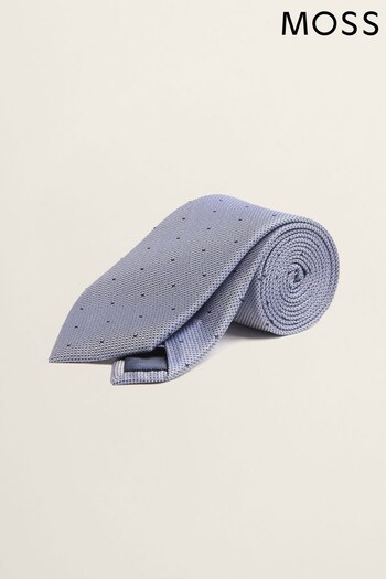 MOSS Blue Contrast Spot Silk Tie (T16010) | £30
