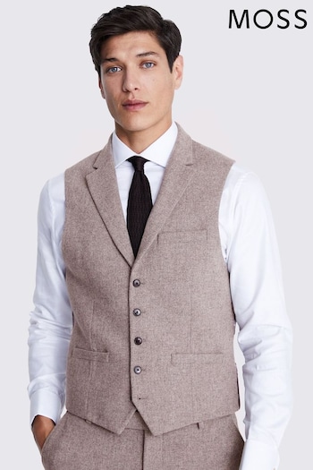 MOSS Slim Fit Stone Donegal Suit: Waistcoat (T16020) | £90