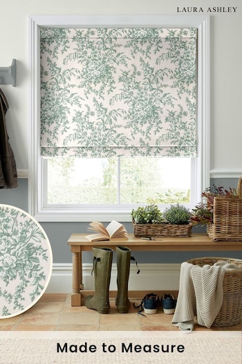Laura Ashley Sage Green Picardie Made To Measure Roman Blind (T16590) | £84
