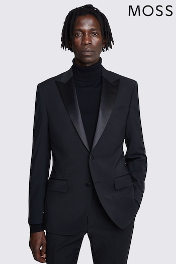 MOSS Tailored Fit Black Performance Peak Tuxedo Suit: Jacket (T16781) | £169