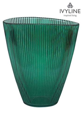 Ivyline Green Christmas Green Tall Ribbed Vase (T16887) | £30
