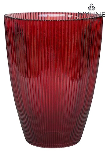 Ivyline Red Christmas Tall Red Ribbed Vase (T16894) | £30