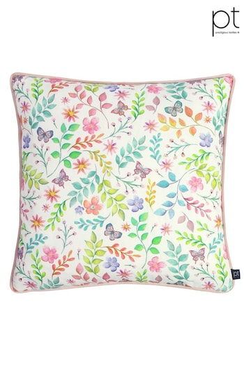 Prestigious Textiles Candyfloss Pink Secret Garden Floral Feather Filled Cushion (T18011) | £18