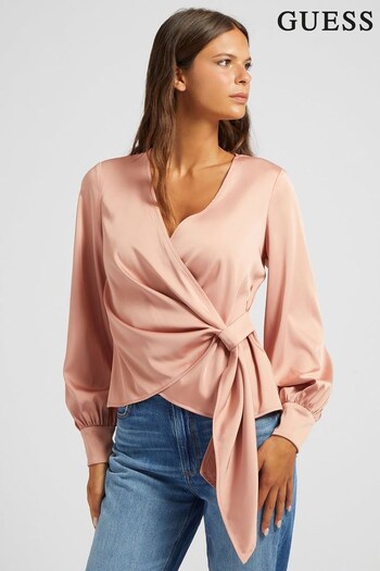 Guess Pink Lovisa Long Sleeve Wrap Top (T18053) | £75