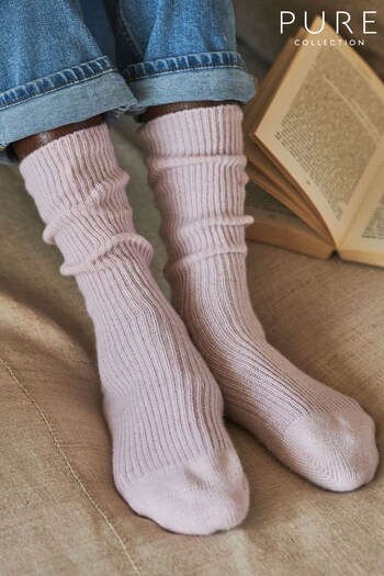 Pure Collection Pink Cashmere Blend Bed Socks (T18905) | £40