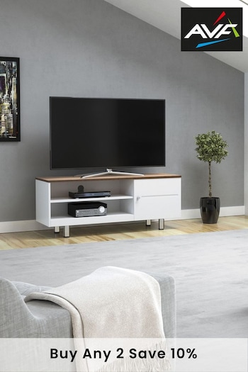 AVF White Whitesands 1200 Rustic Wood Effect TV Stand (T18980) | £210