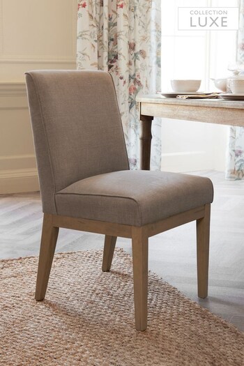 Tailored Linen Look Mocha Brown Norbury Collection Luxe Non Arm Dining Chair (T19644) | £170