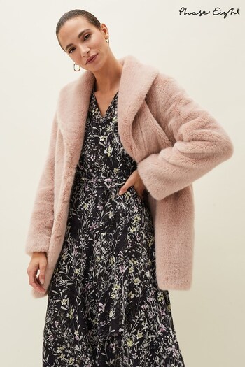 Phase Eight Pink Meg Faux-Fur Coat (T19893) | £199